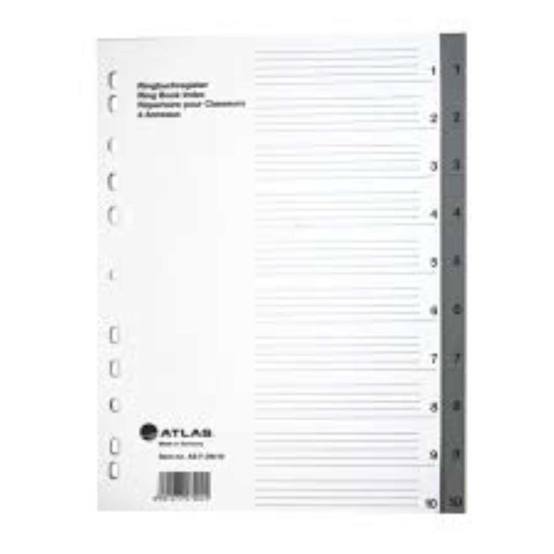 Atlas Plastic Divider A4  10col. Bx=25 AS-F28410
